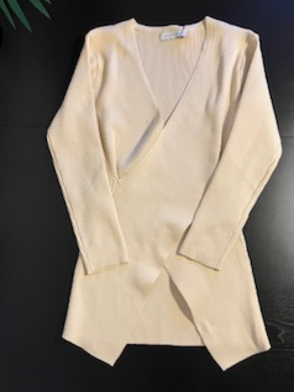 Deep V Neck long Sleeve Slim Fit crisscross Wrap Sweater, large